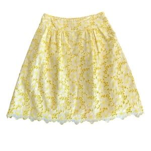 Lilly Pulitzer Size 4 Palm Beach Magnolia Floral Eyelet A Line Lace Skirt Yellow